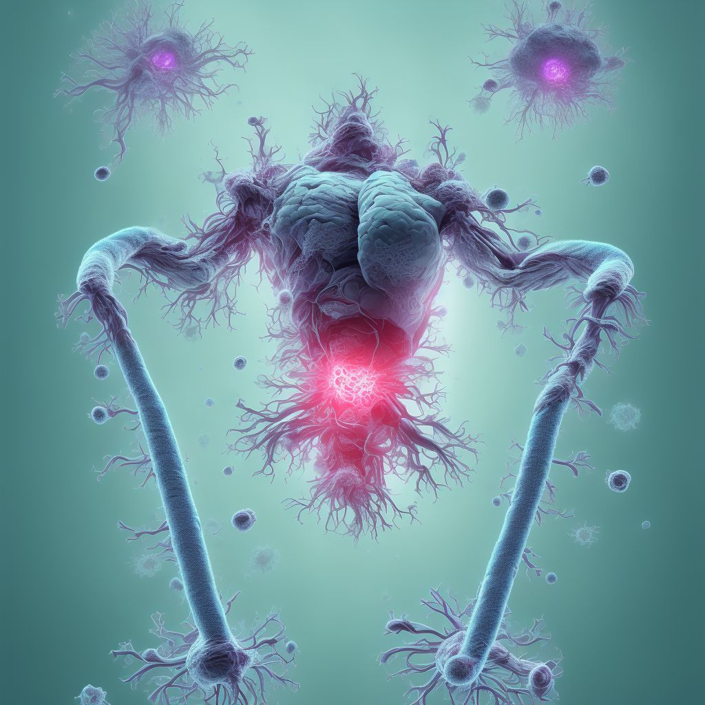 Adhesions due to foreign body accidentally left in body following removal of catheter or packing, subsequent encounter digital illustration