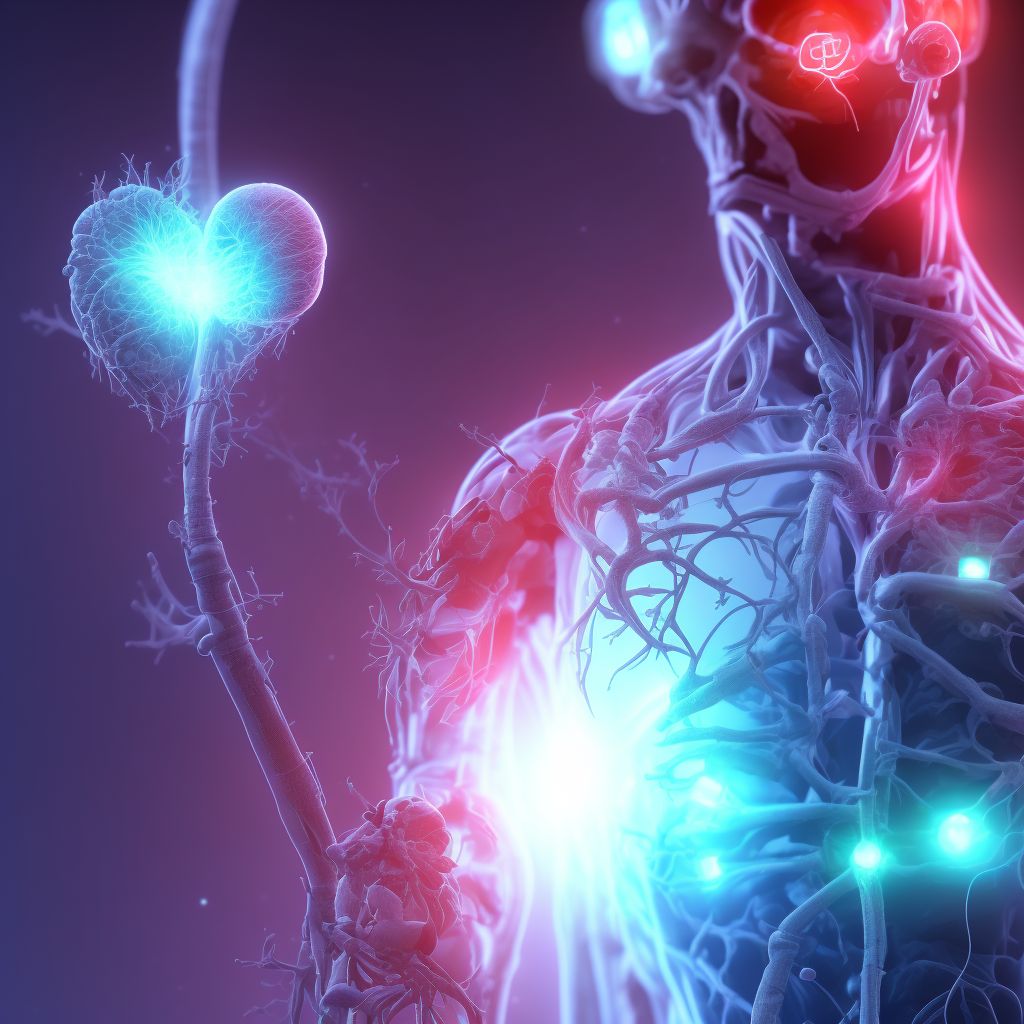 Obstruction due to foreign body accidentally left in body following heart catheterization, initial encounter digital illustration