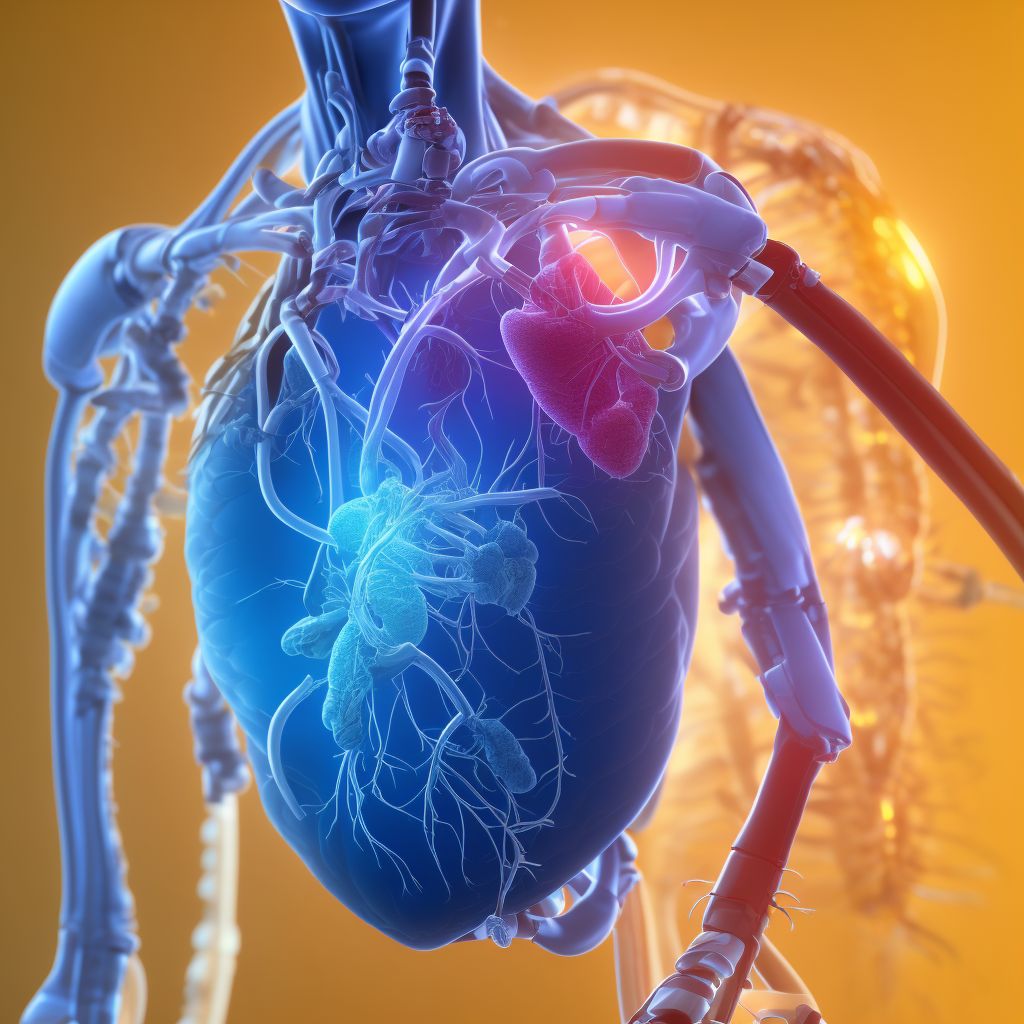 Obstruction due to foreign body accidentally left in body following heart catheterization, sequela digital illustration