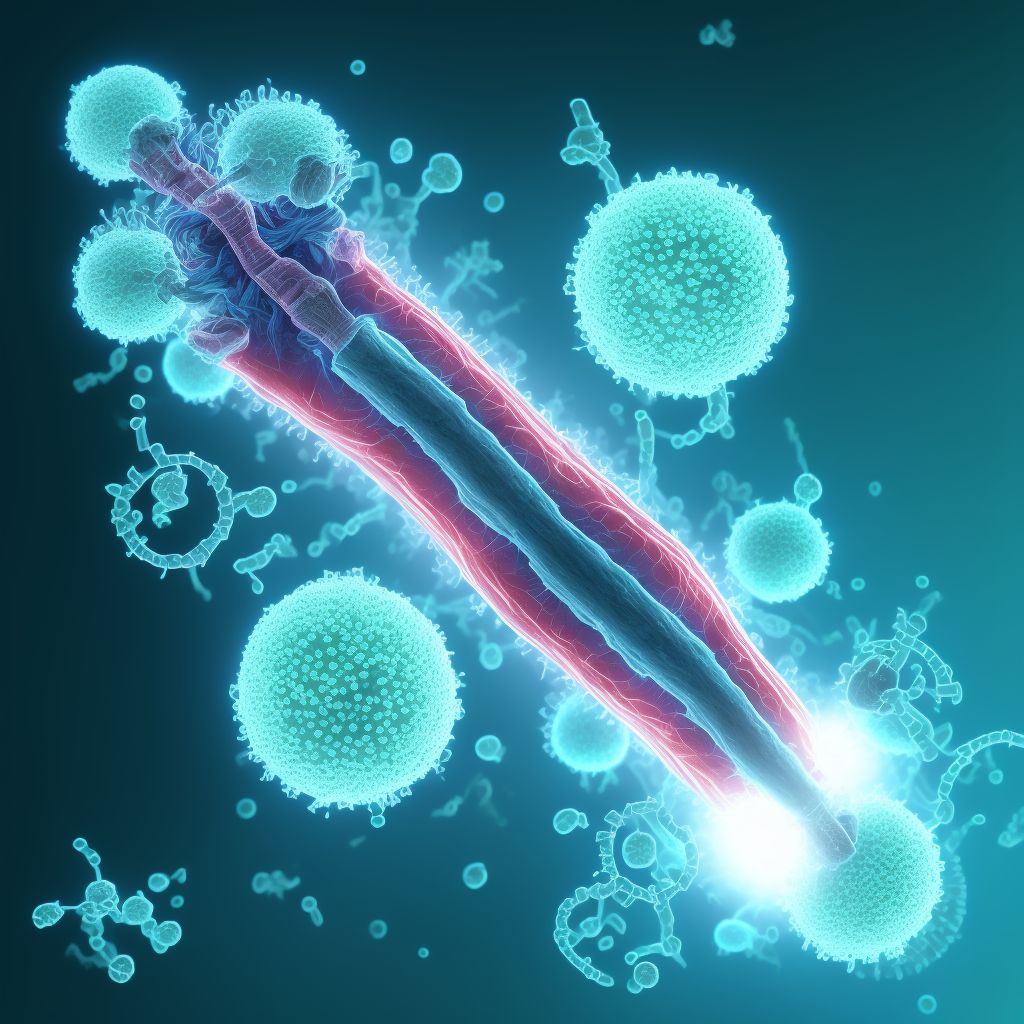 Perforation due to foreign body accidentally left in body following kidney dialysis, initial encounter digital illustration