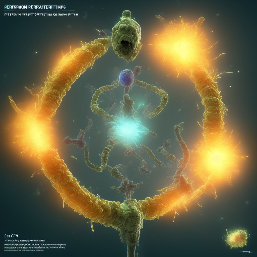 Perforation due to foreign body accidentally left in body following removal of catheter or packing, initial encounter digital illustration