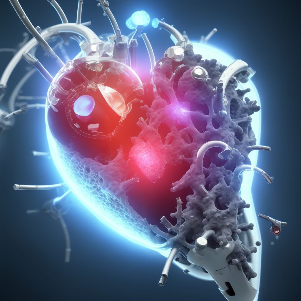 Displacement of heart valve prosthesis, initial encounter digital illustration