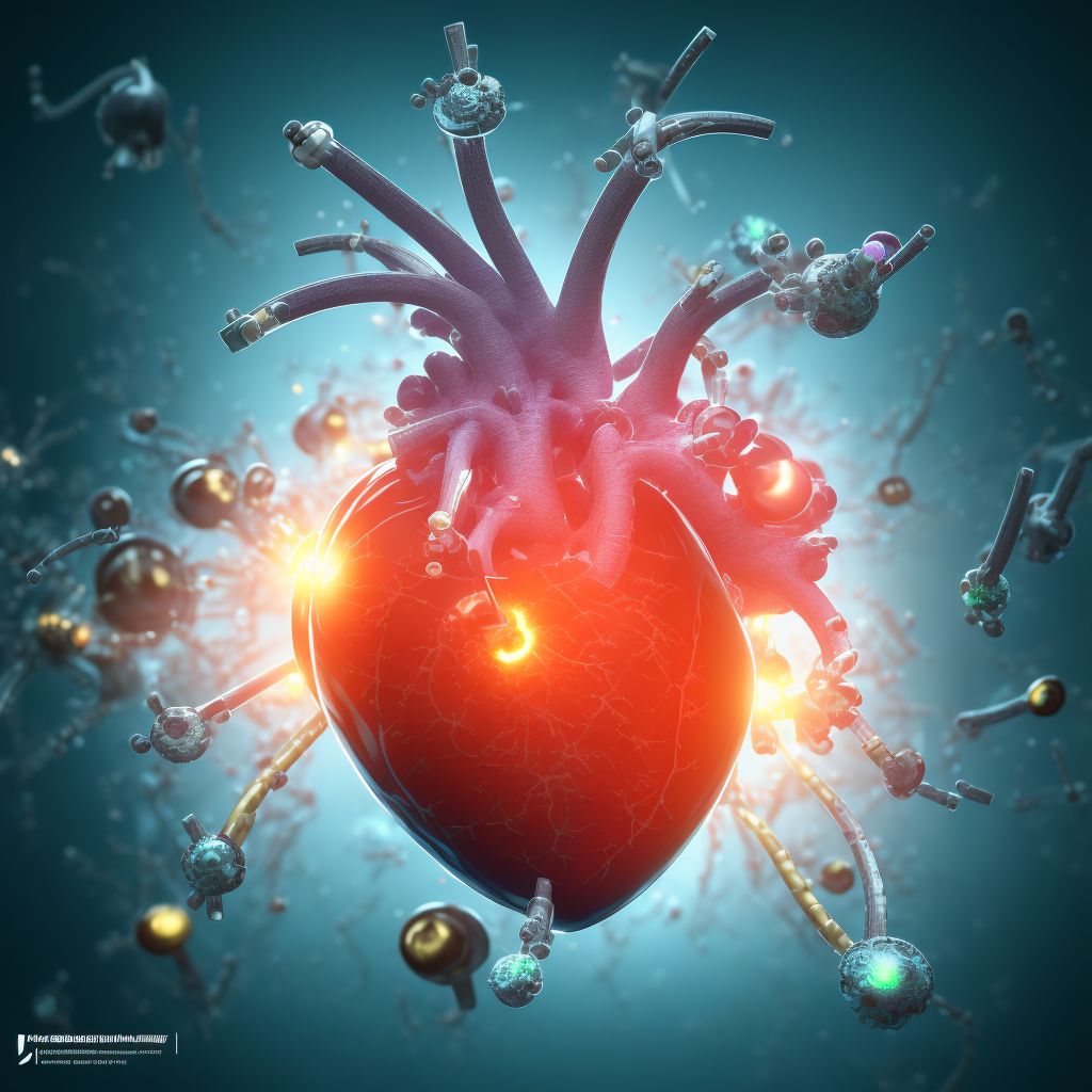 Displacement of biological heart valve graft, initial encounter digital illustration