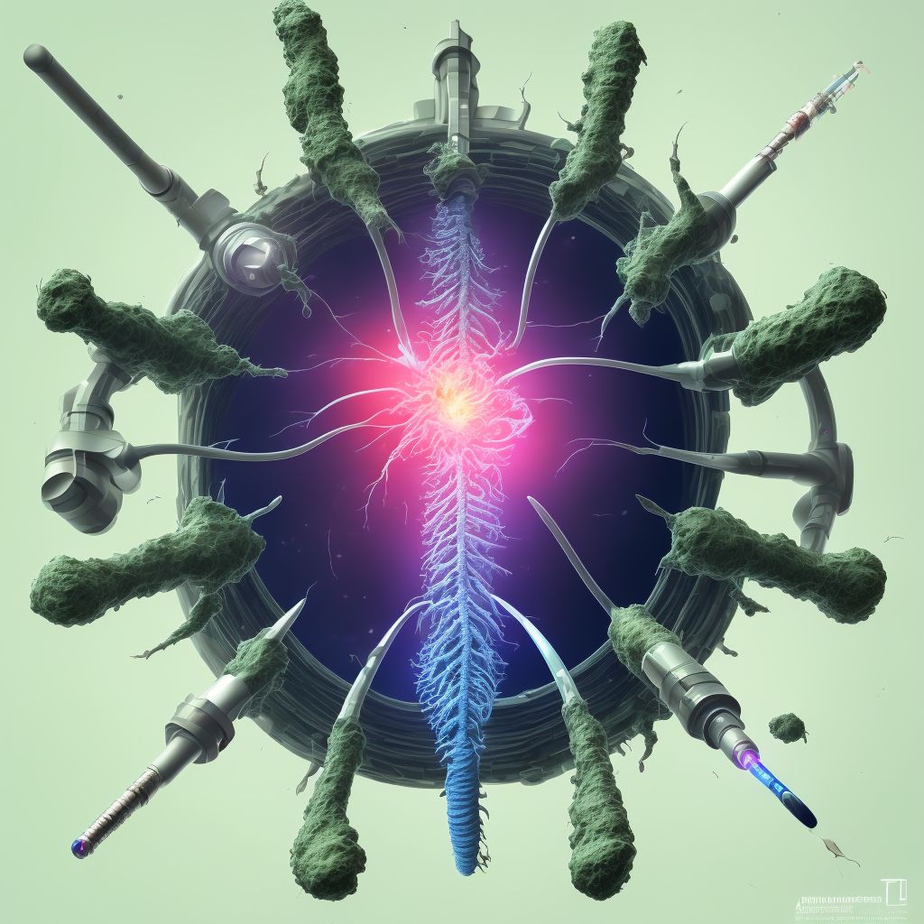 Displacement of aortic (bifurcation) graft (replacement), initial encounter digital illustration