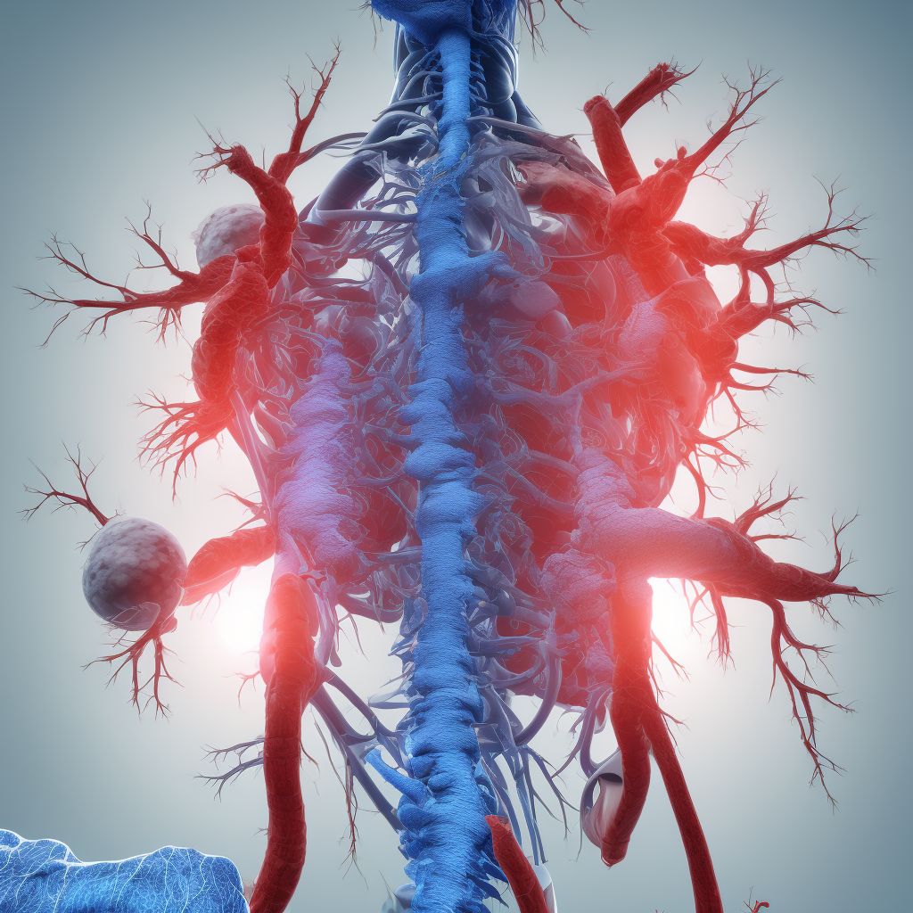 Leakage of femoral arterial graft (bypass), subsequent encounter digital illustration