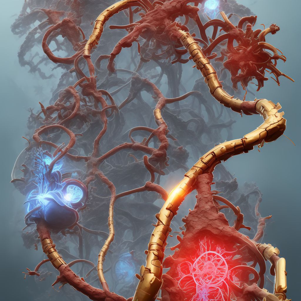 Breakdown (mechanical) of surgically created arteriovenous fistula, sequela digital illustration