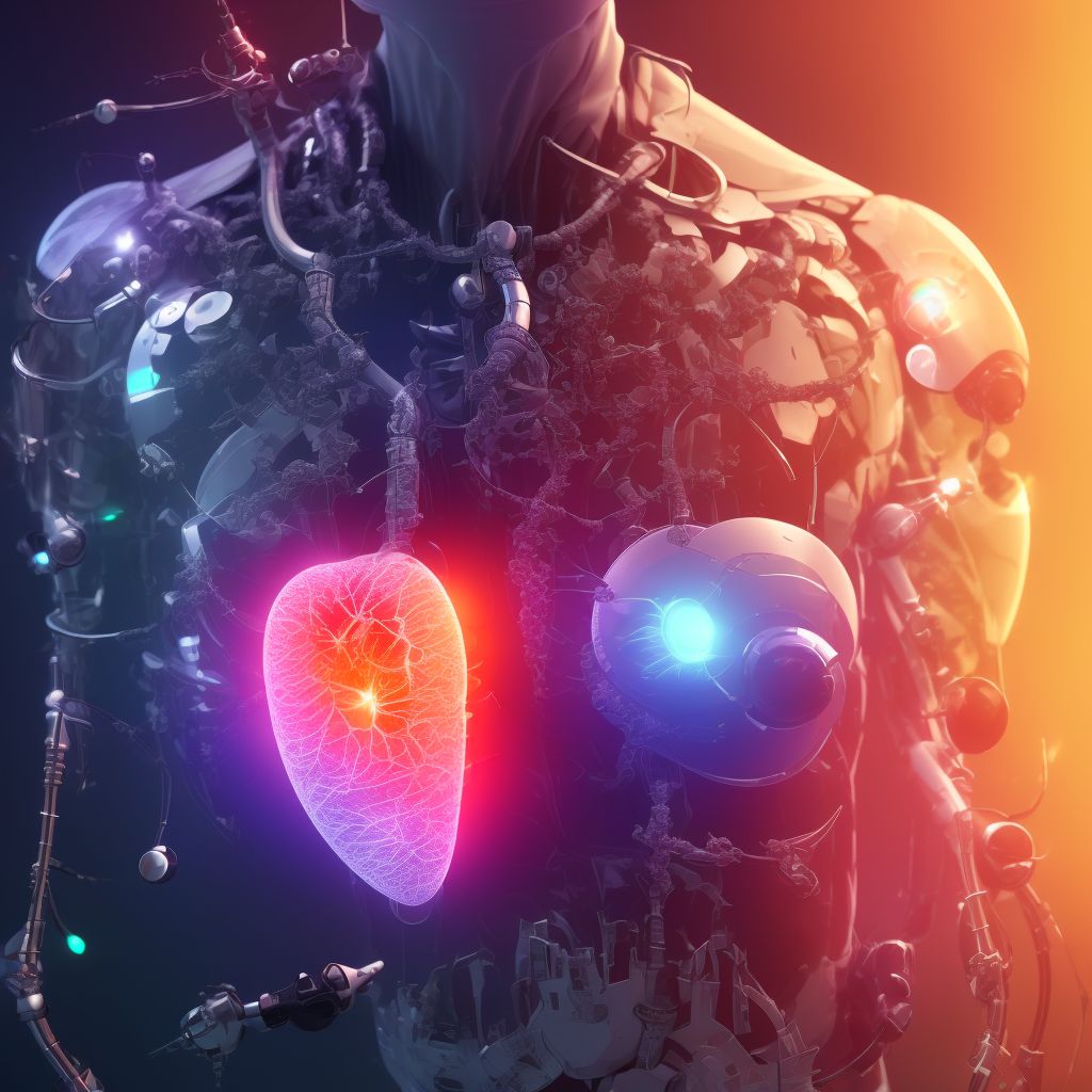 Displacement of artificial heart, subsequent encounter digital illustration