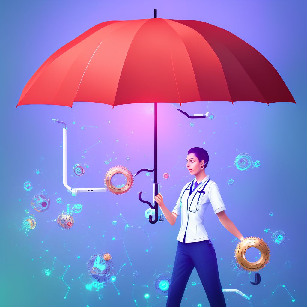 Other mechanical complication of umbrella device, initial encounter digital illustration