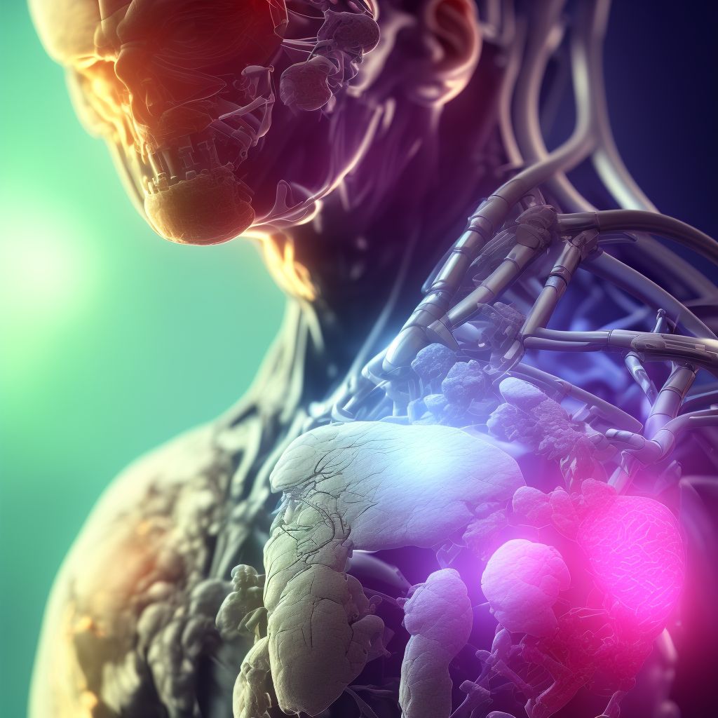 Stenosis of other cardiac prosthetic devices, implants and grafts, initial encounter digital illustration