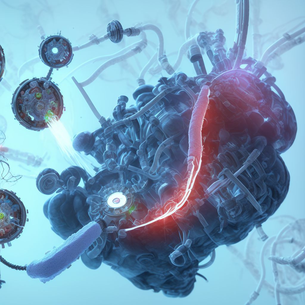 Breakdown (mechanical) of nephrostomy catheter, initial encounter digital illustration