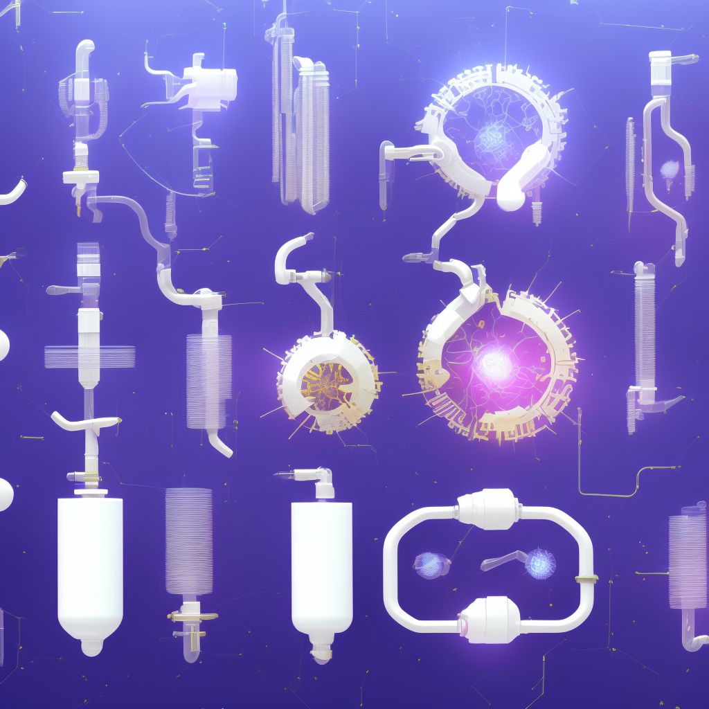 Breakdown (mechanical) of other urinary devices and implants, initial encounter digital illustration