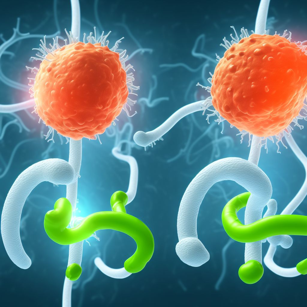 Exposure of implanted ureteral bulking agent into ureter, initial encounter digital illustration