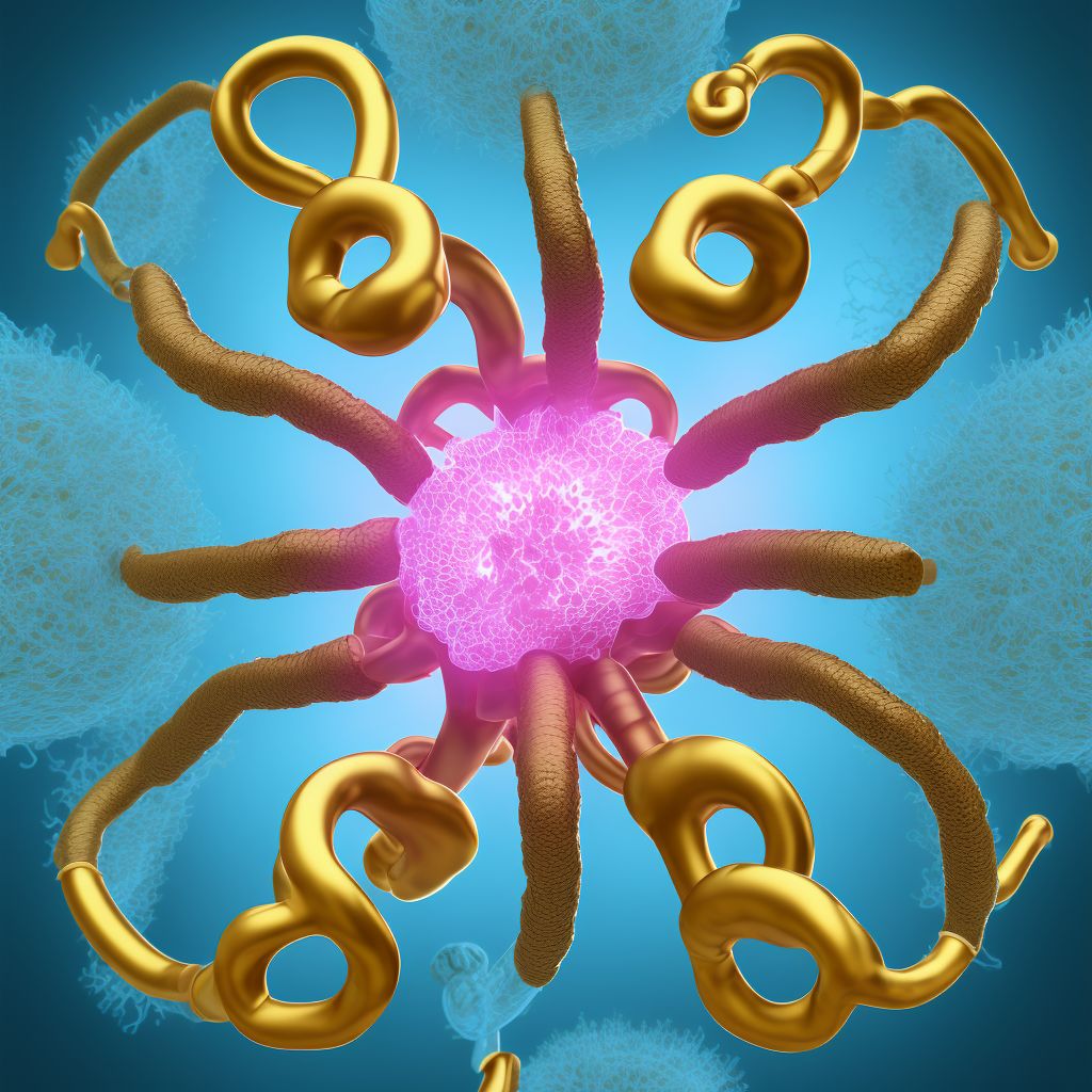 Exposure of implanted ureteral bulking agent into ureter, sequela digital illustration