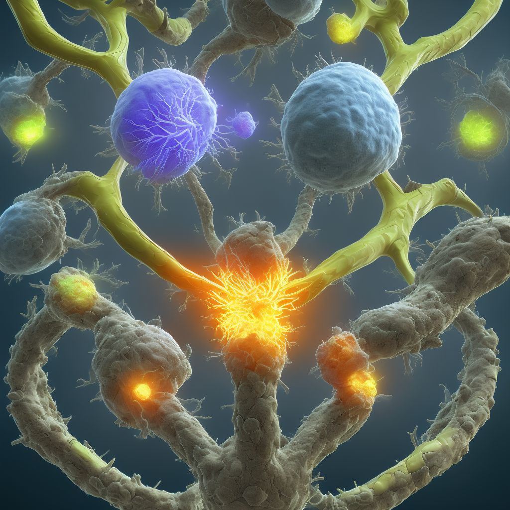 Stenosis due to genitourinary prosthetic devices, implants and grafts, initial encounter digital illustration