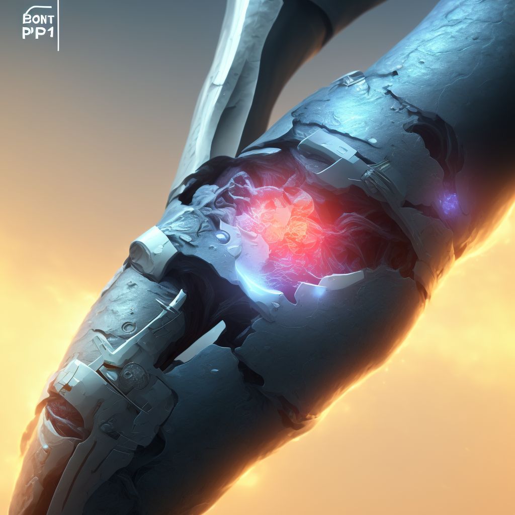 Broken internal left knee prosthesis, subsequent encounter digital illustration