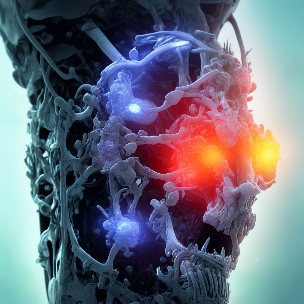 Instability of internal right knee prosthesis, subsequent encounter digital illustration