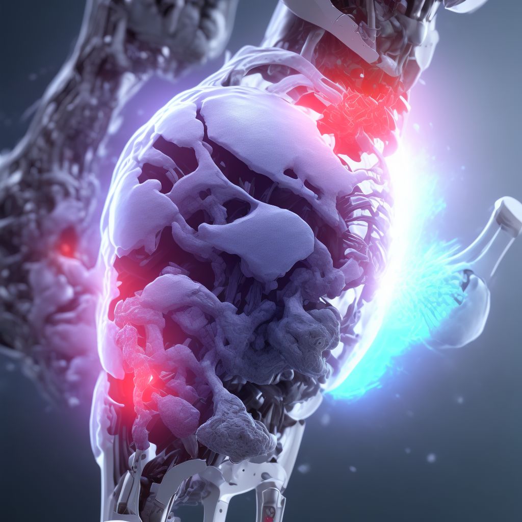 Instability of internal right knee prosthesis, sequela digital illustration