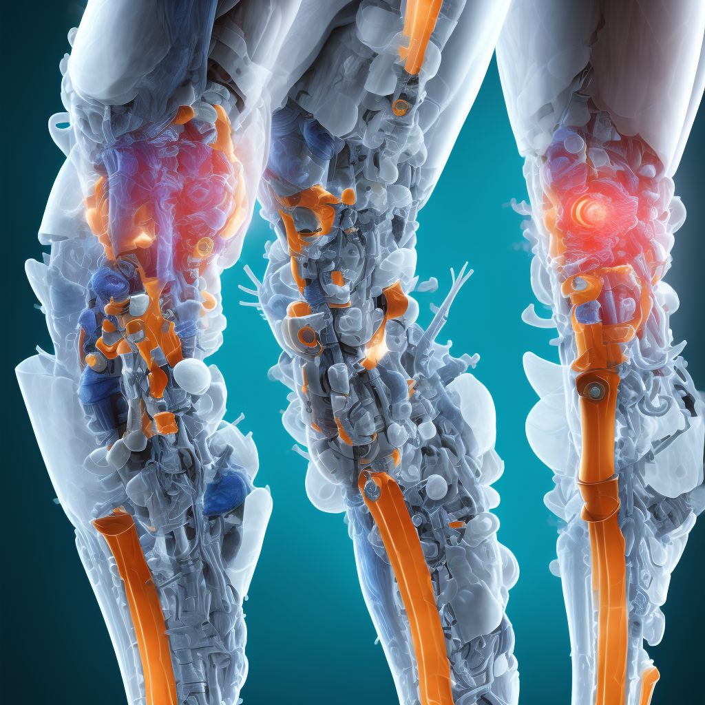 Mechanical loosening of internal right knee prosthetic joint, sequela digital illustration