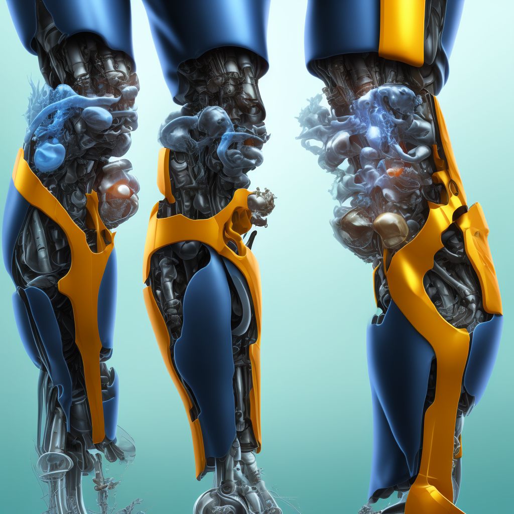 Mechanical loosening of internal left knee prosthetic joint, initial encounter digital illustration