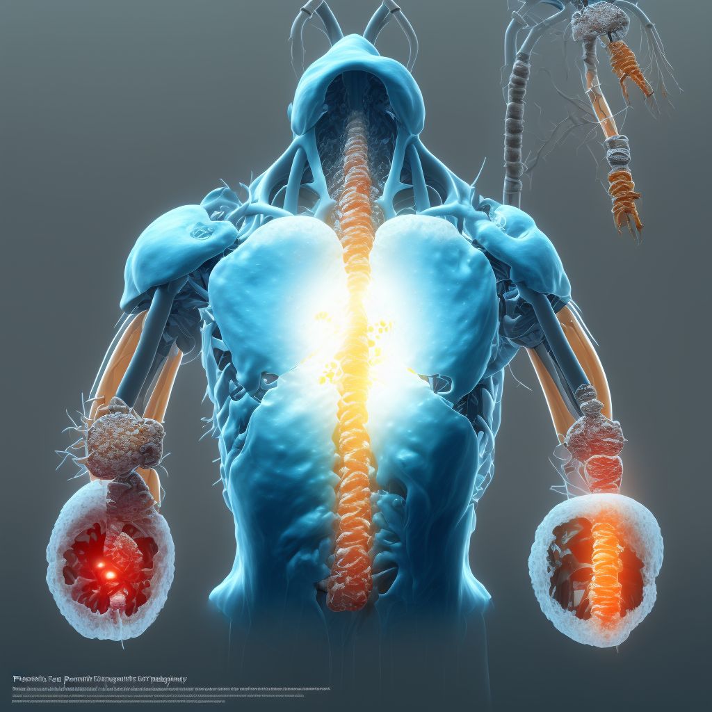 Periprosthetic fracture around internal prosthetic right hip joint, subsequent encounter digital illustration