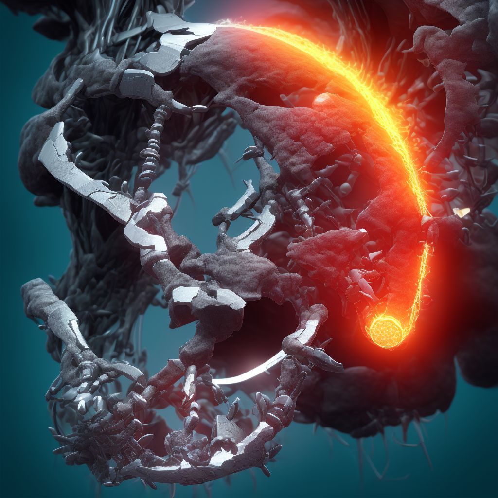 Periprosthetic fracture around internal prosthetic left hip joint, sequela digital illustration