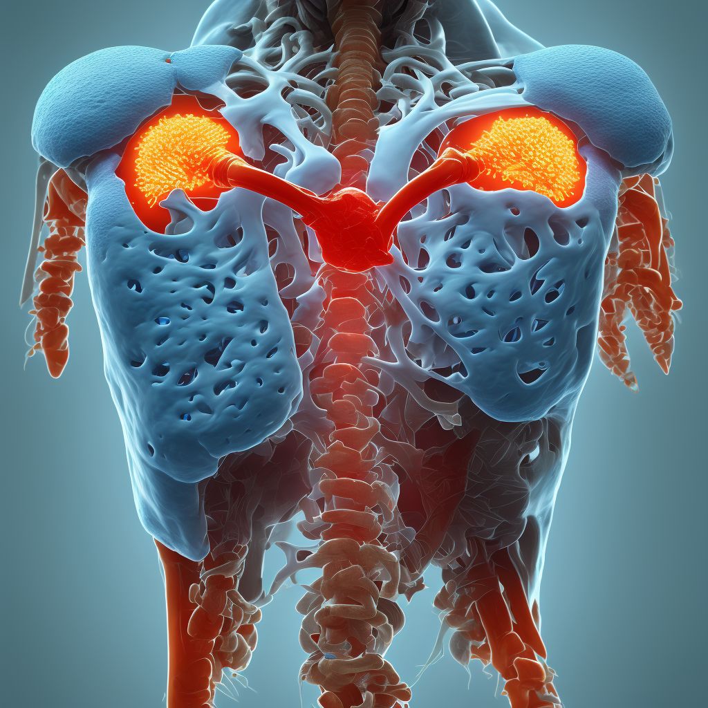 Periprosthetic osteolysis of internal prosthetic left hip joint, sequela digital illustration