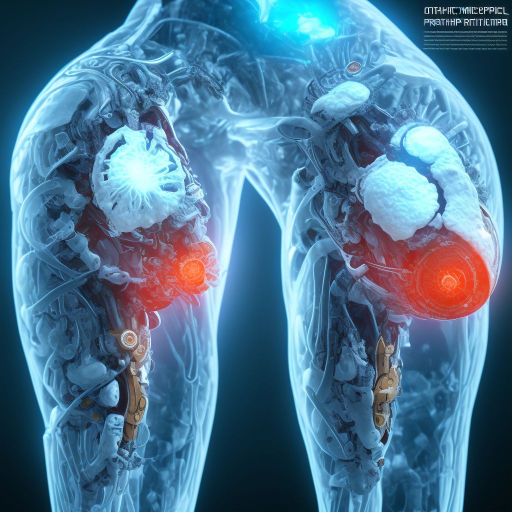 Other mechanical complication of internal right knee prosthesis, sequela digital illustration