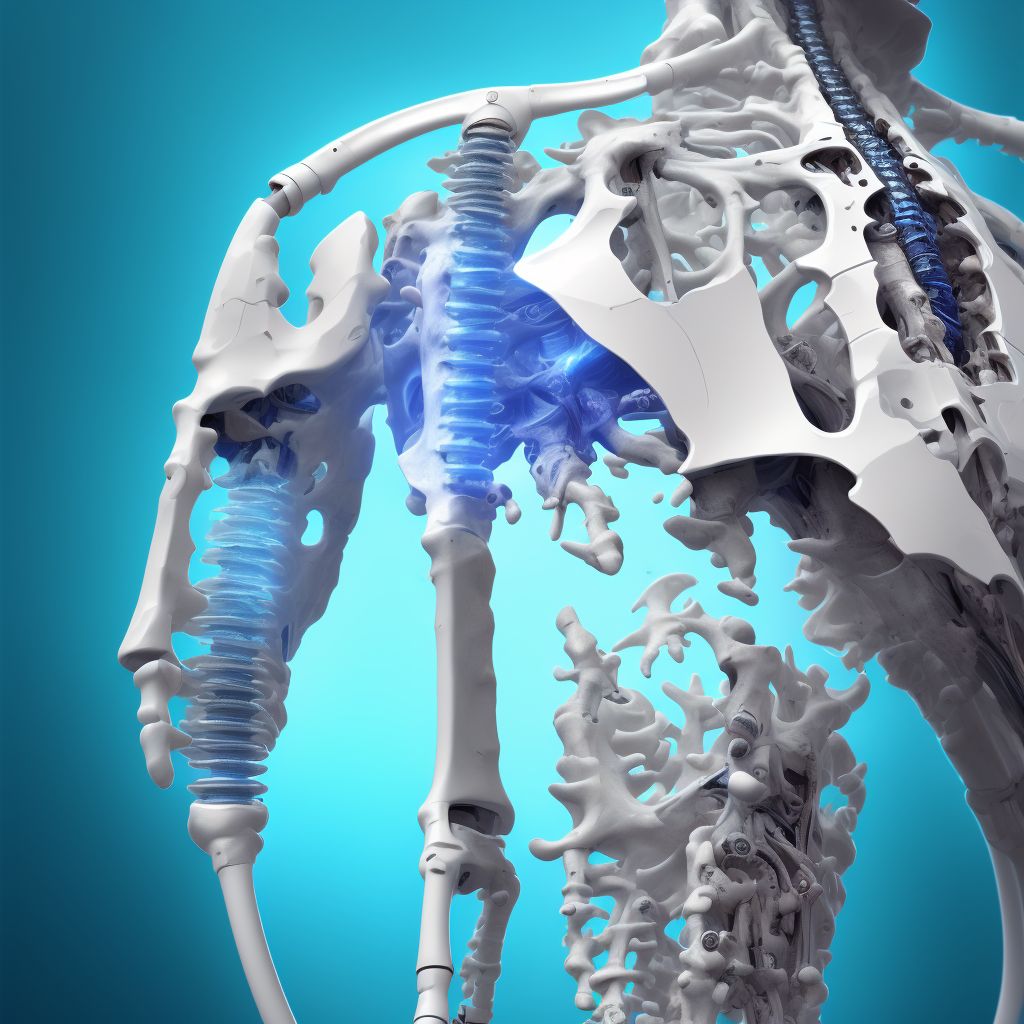 Displacement of internal fixation device of bone of right forearm, subsequent encounter digital illustration