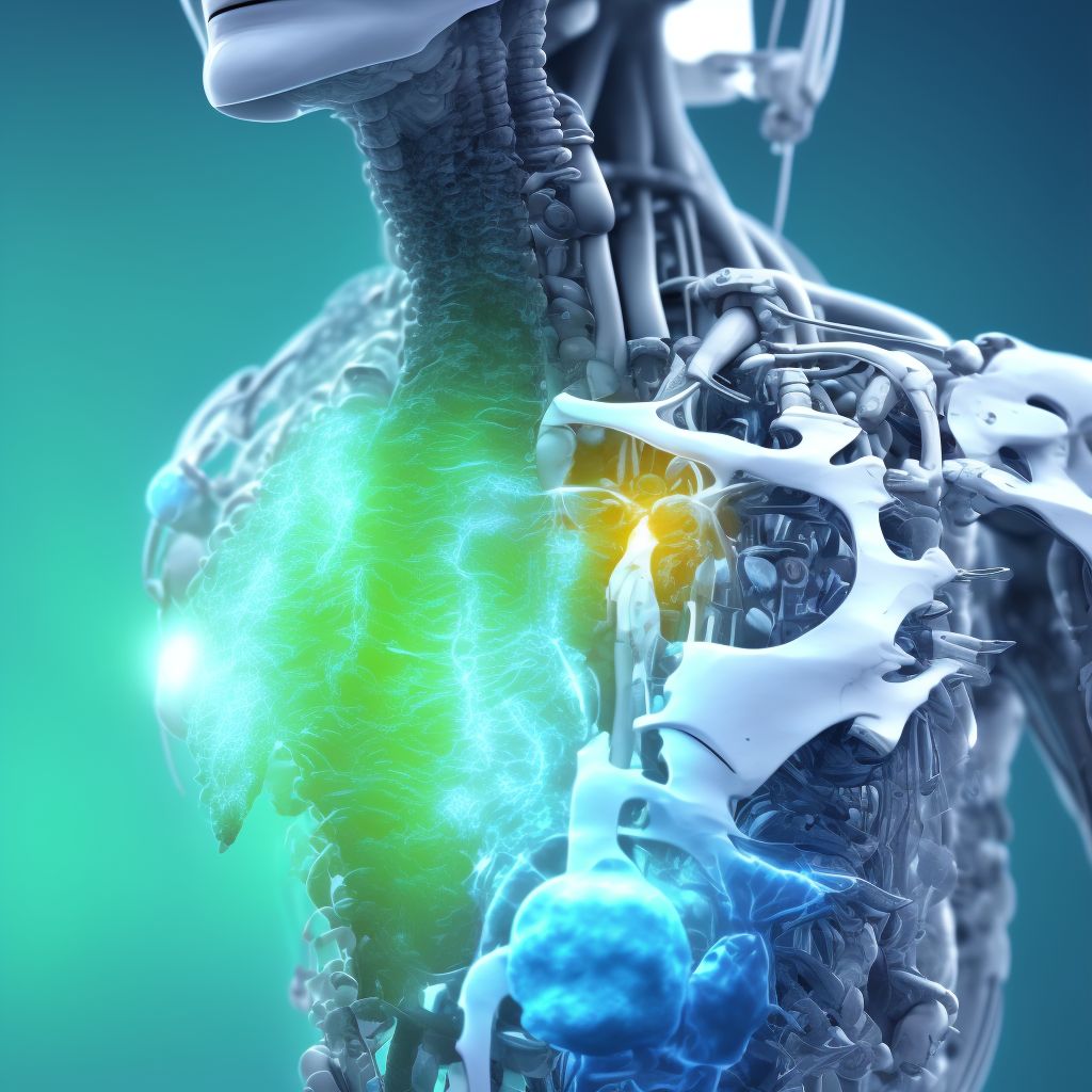 Displacement of internal fixation device of vertebrae, initial encounter digital illustration