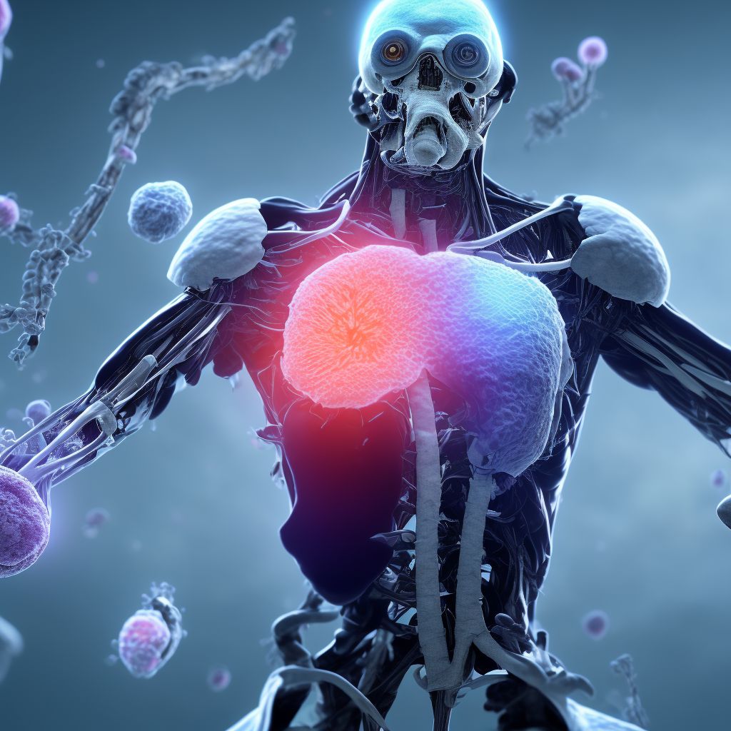 Infection and inflammatory reaction due to internal right hip prosthesis, initial encounter digital illustration