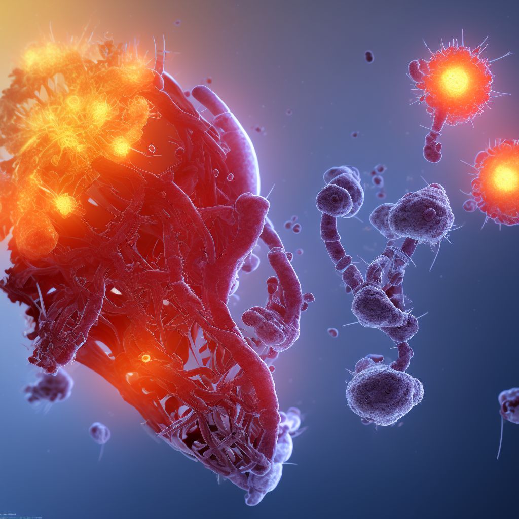 Infection and inflammatory reaction due to internal left hip prosthesis, sequela digital illustration