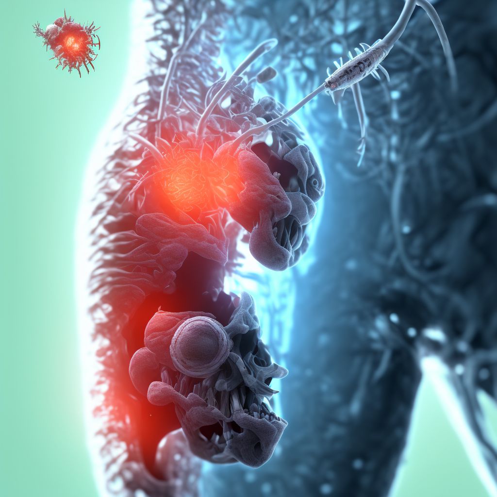 Infection and inflammatory reaction due to internal right knee prosthesis, initial encounter digital illustration