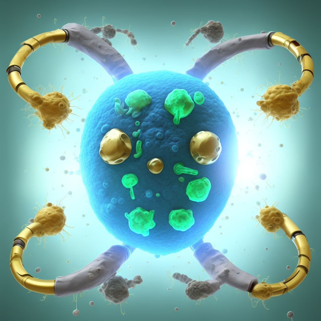 Infection and inflammatory reaction due to internal right knee prosthesis, sequela digital illustration