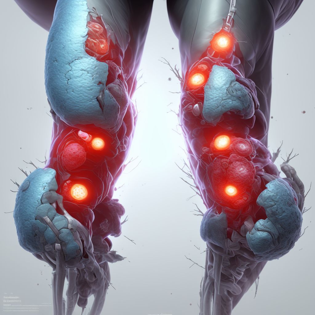 Infection and inflammatory reaction due to internal left knee prosthesis, subsequent encounter digital illustration