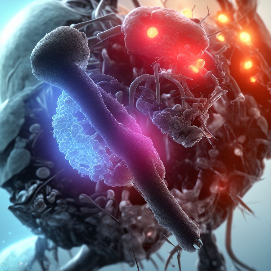 Infection and inflammatory reaction due to internal left knee prosthesis, sequela digital illustration