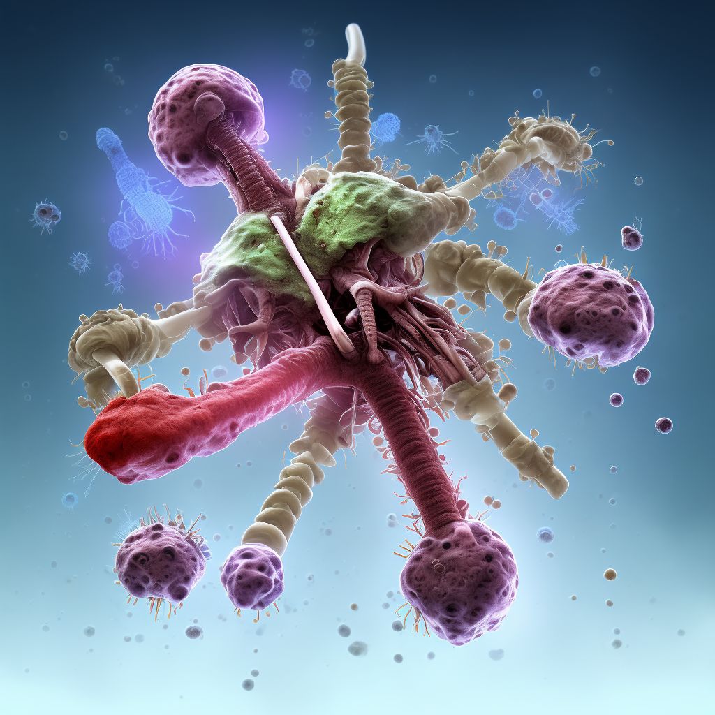 Infection and inflammatory reaction due to internal fixation device of right humerus, sequela digital illustration