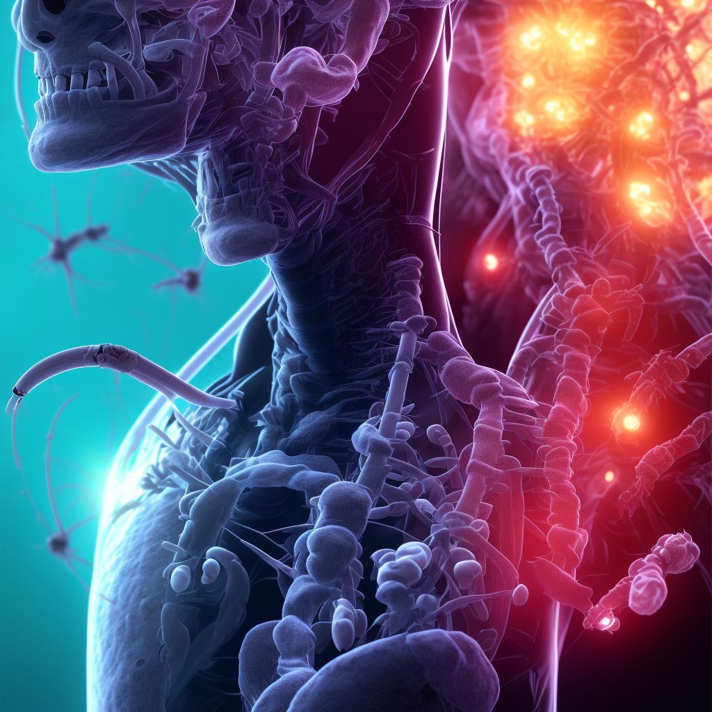 Infection and inflammatory reaction due to internal fixation device of spine, initial encounter digital illustration