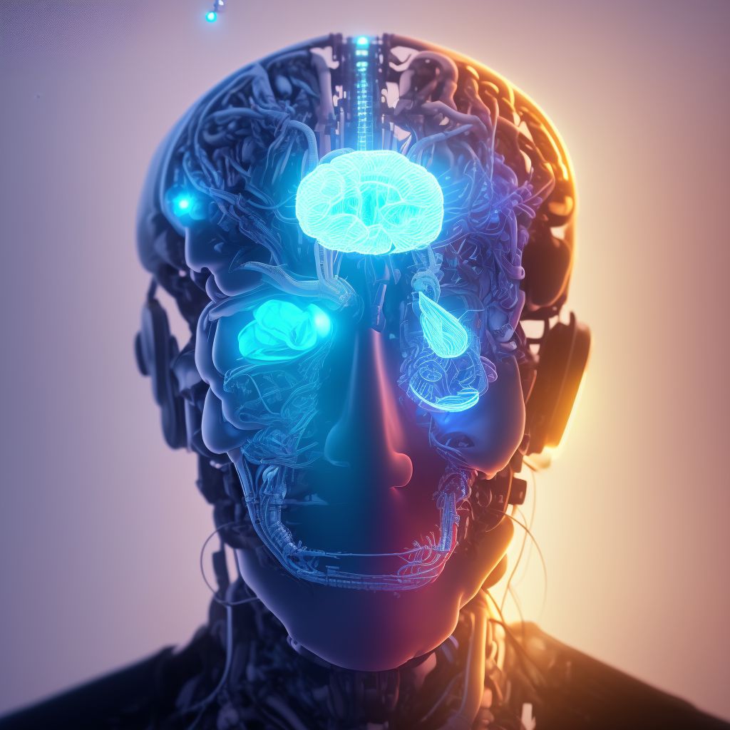 Breakdown (mechanical) of implanted electronic neurostimulator of brain electrode (lead), initial encounter digital illustration