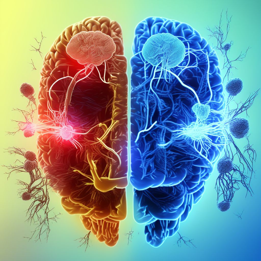 Breakdown (mechanical) of implanted electronic neurostimulator of brain electrode (lead), subsequent encounter digital illustration