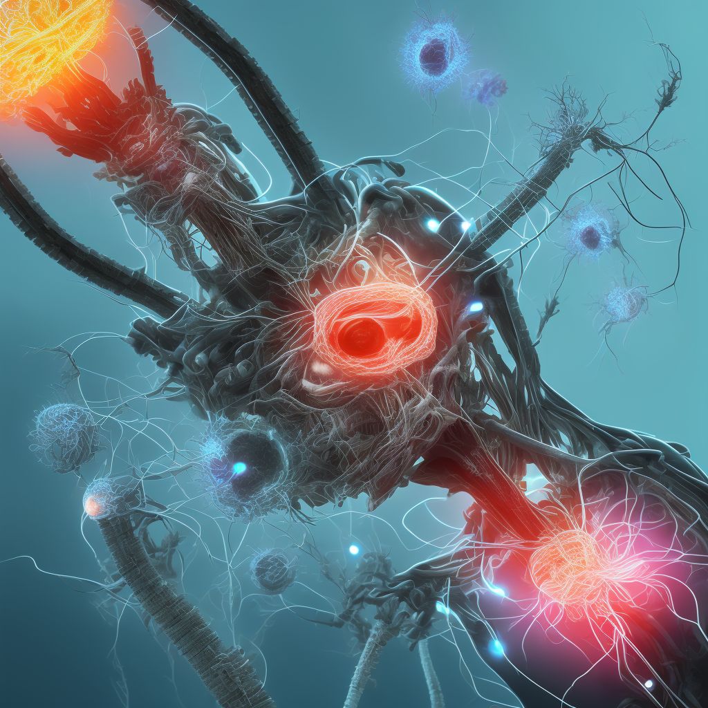 Breakdown (mechanical) of implanted electronic neurostimulator of peripheral nerve electrode (lead), subsequent encounter digital illustration