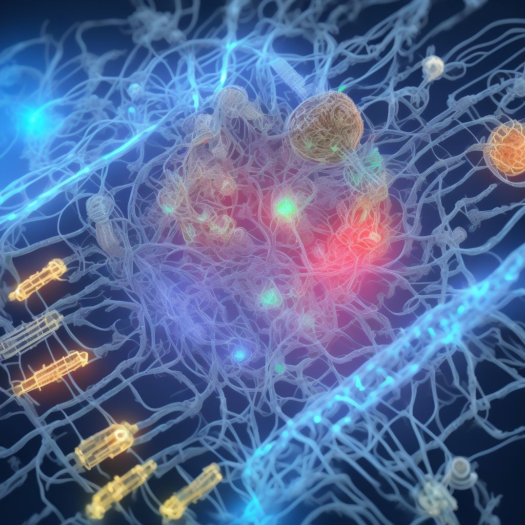 Breakdown (mechanical) of implanted electronic neurostimulator of peripheral nerve electrode (lead), sequela digital illustration