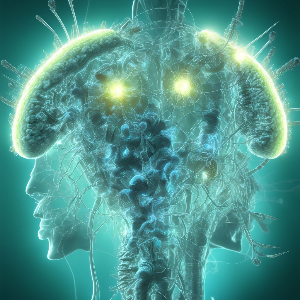 Breakdown (mechanical) of implanted electronic neurostimulator of spinal cord electrode (lead), subsequent encounter digital illustration