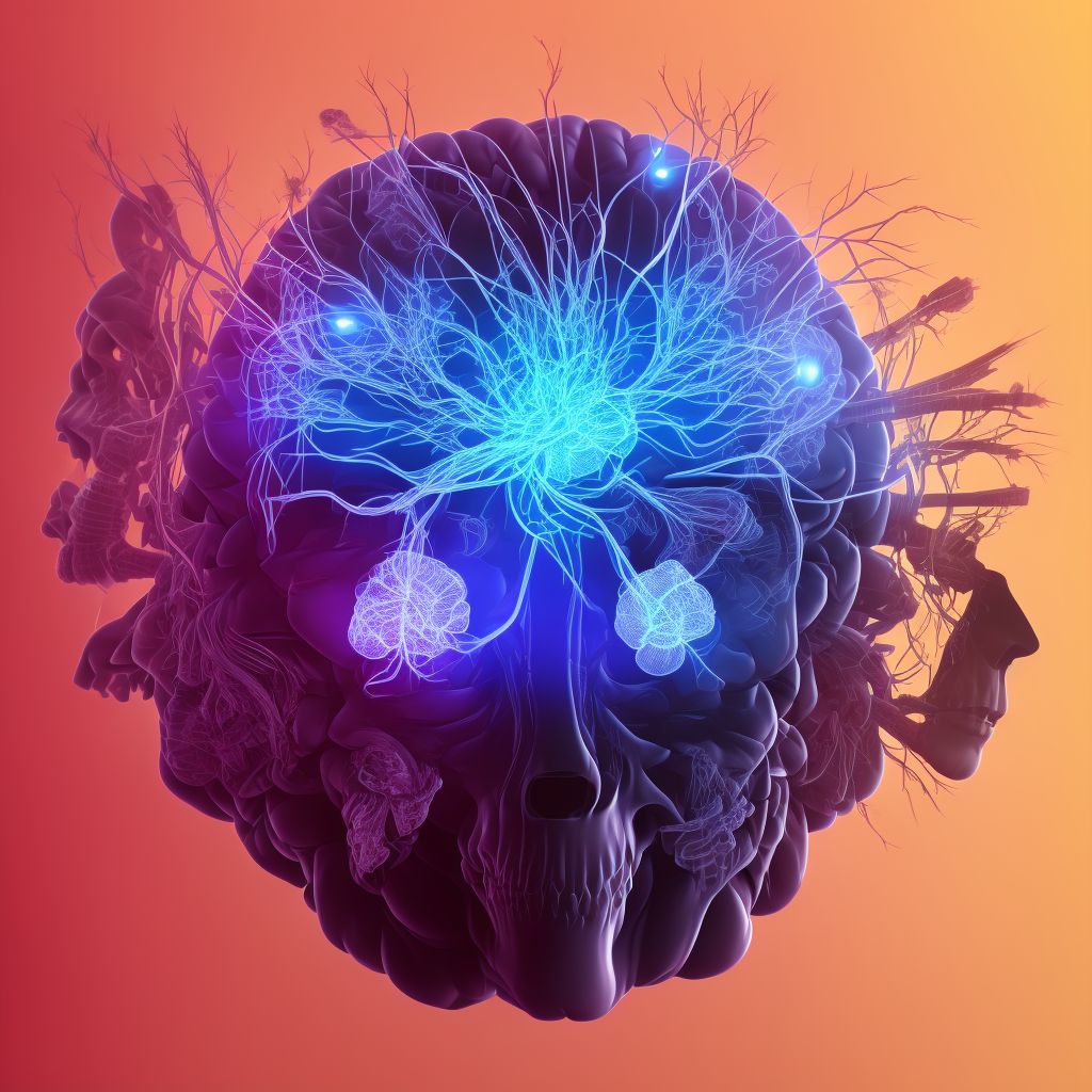 Displacement of implanted electronic neurostimulator of brain electrode (lead), sequela digital illustration