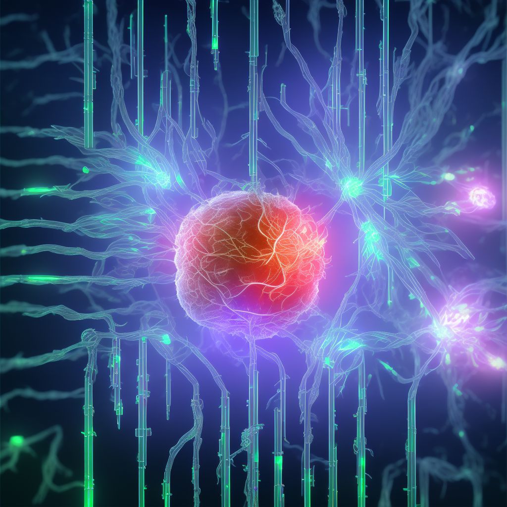 Displacement of implanted electronic neurostimulator of peripheral nerve electrode (lead), initial encounter digital illustration