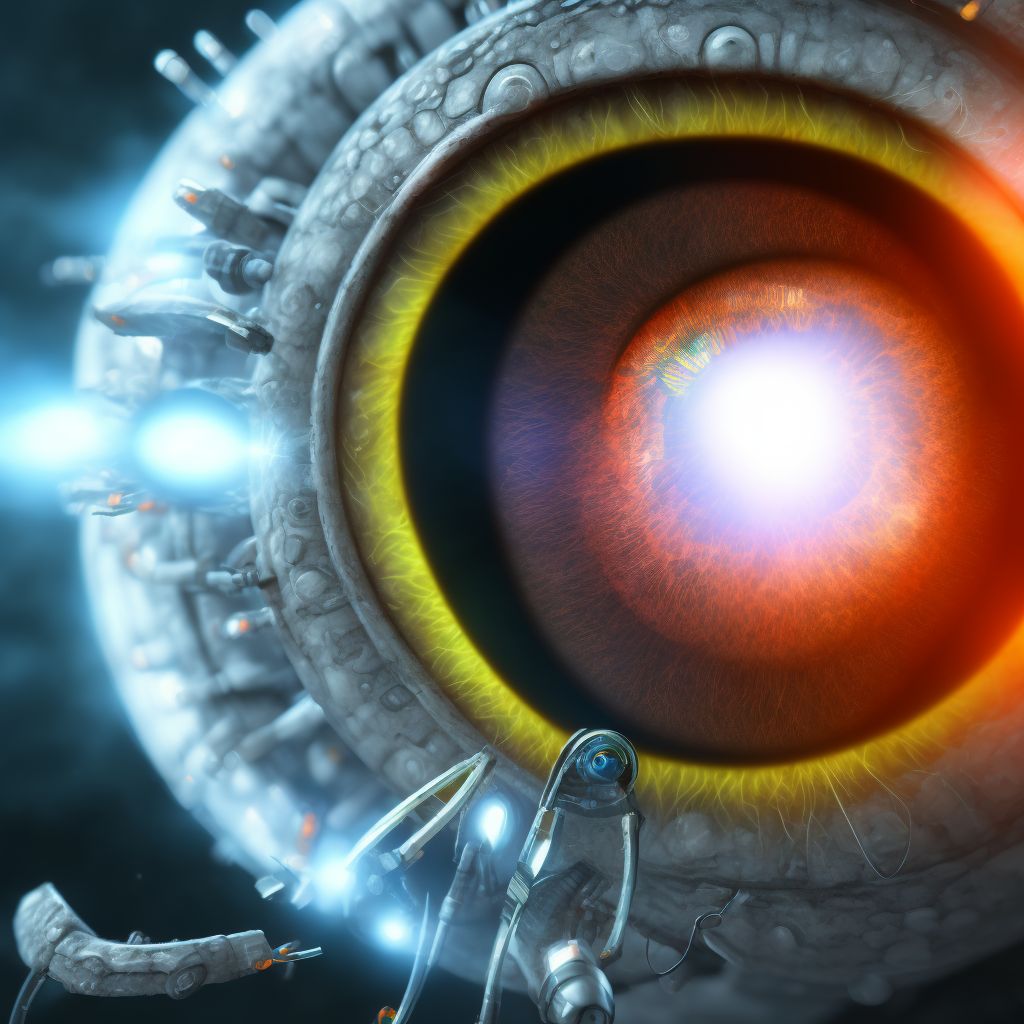 Breakdown (mechanical) of intraocular lens, initial encounter digital illustration