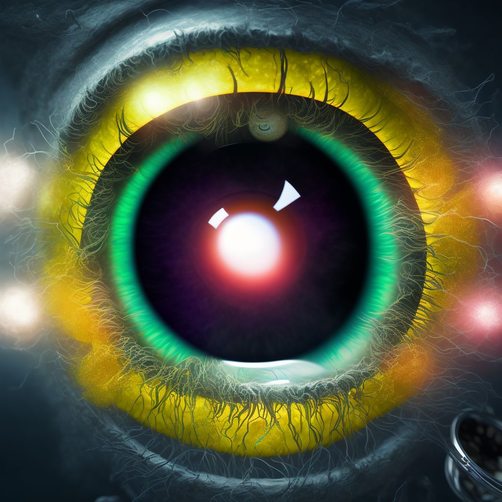 Displacement of intraocular lens, sequela digital illustration