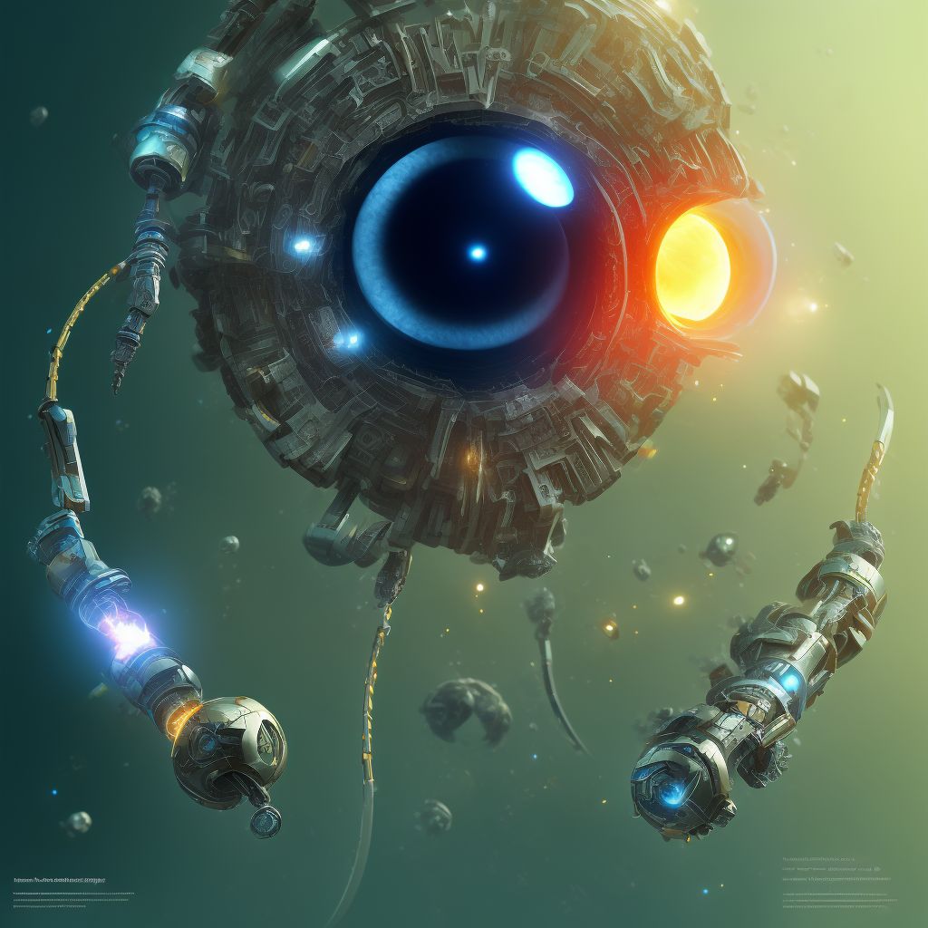 Breakdown (mechanical) of prosthetic orbit of left eye, initial encounter digital illustration