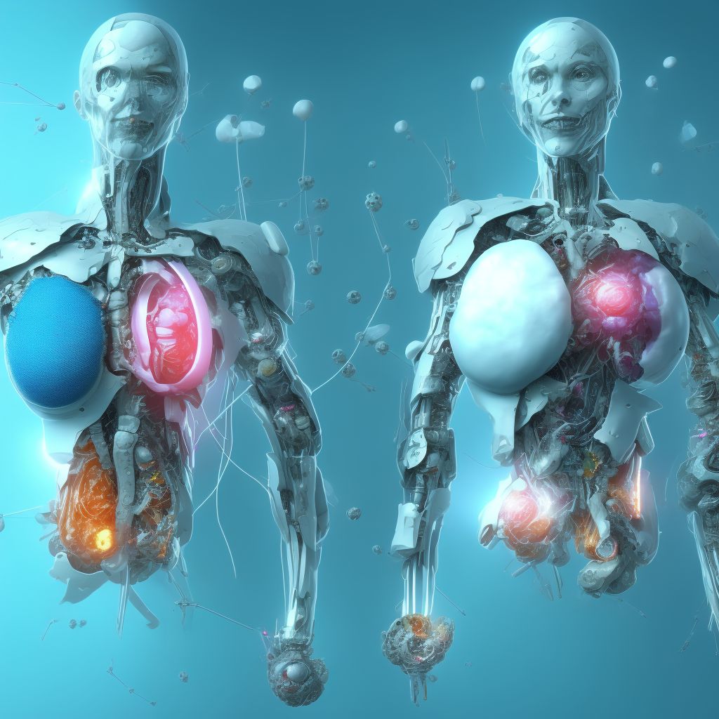 Breakdown (mechanical) of breast prosthesis and implant, subsequent encounter digital illustration