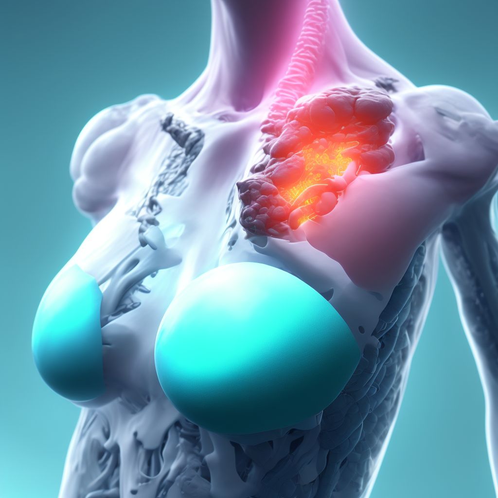 Leakage of breast prosthesis and implant, initial encounter digital illustration