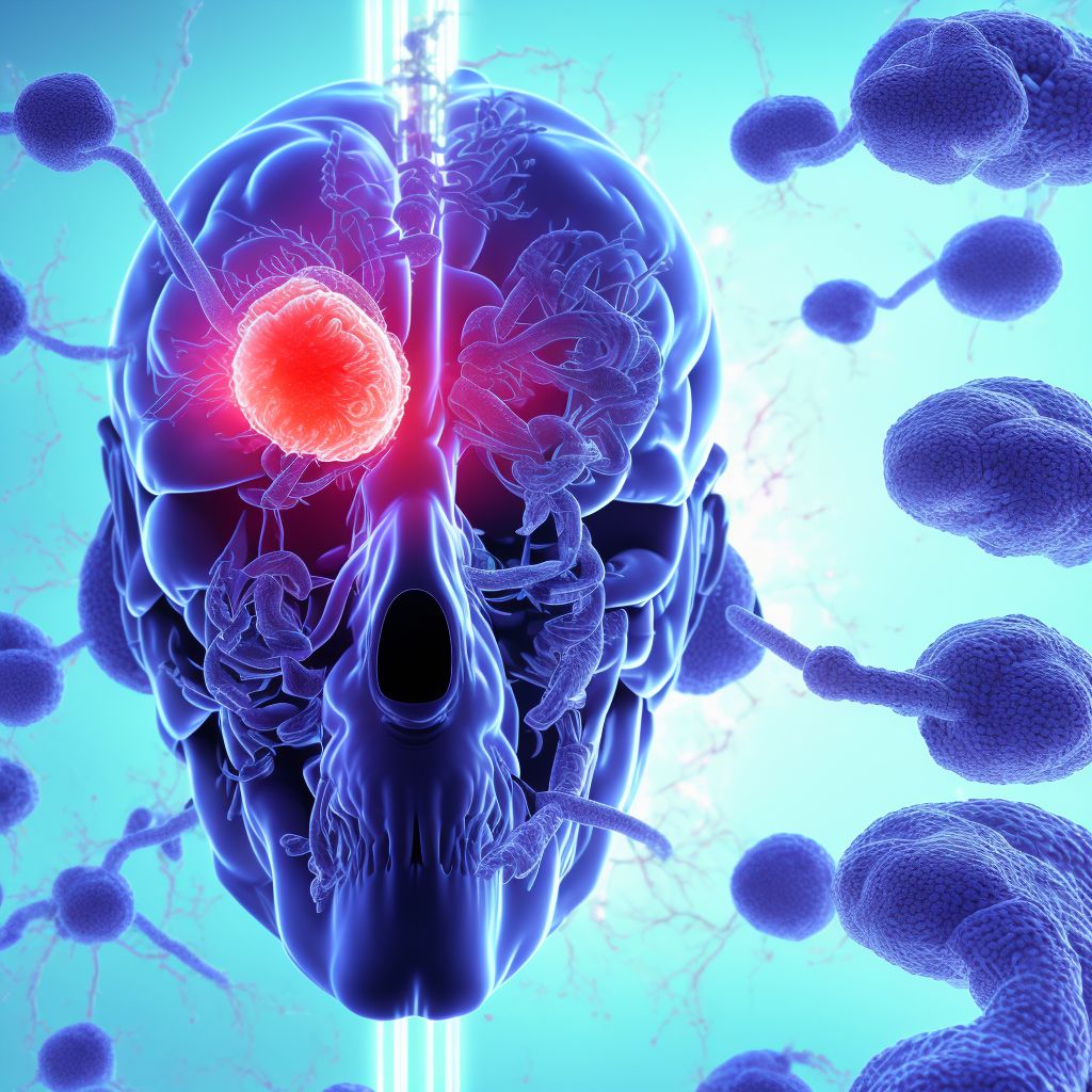 Infection and inflammatory reaction due to implanted electronic neurostimulator of brain, electrode (lead), initial encounter digital illustration